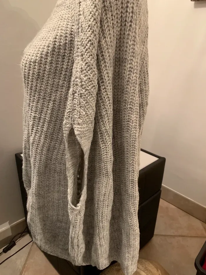 Pull chauve souris col roulé taille L gris - photo numéro 3