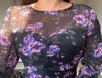 Mini robe violet fleurs transparent sexy
