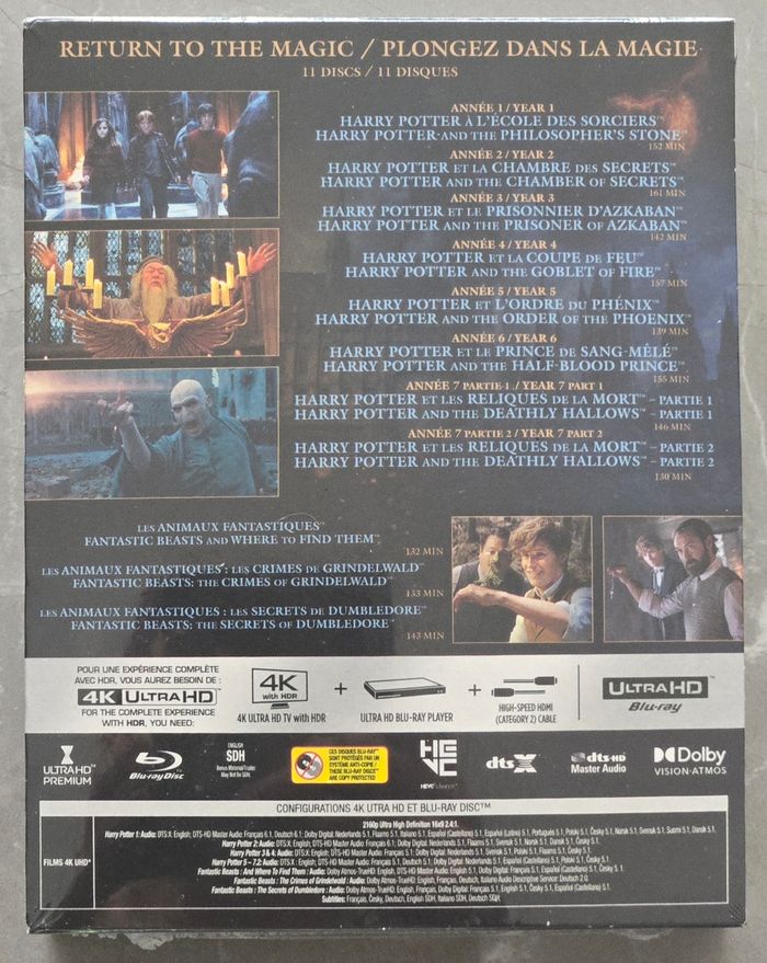 Coffret Intégrale Harry Potter et les Animaux Fantastiques Blu-Ray 4k  neuf sous Blister - photo numéro 2