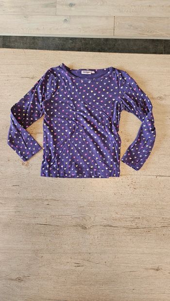 T shirt mauve avec des cœurs, manches longues, PocoPiano, 6 ans