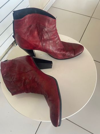 Bottines cuir rouge 41