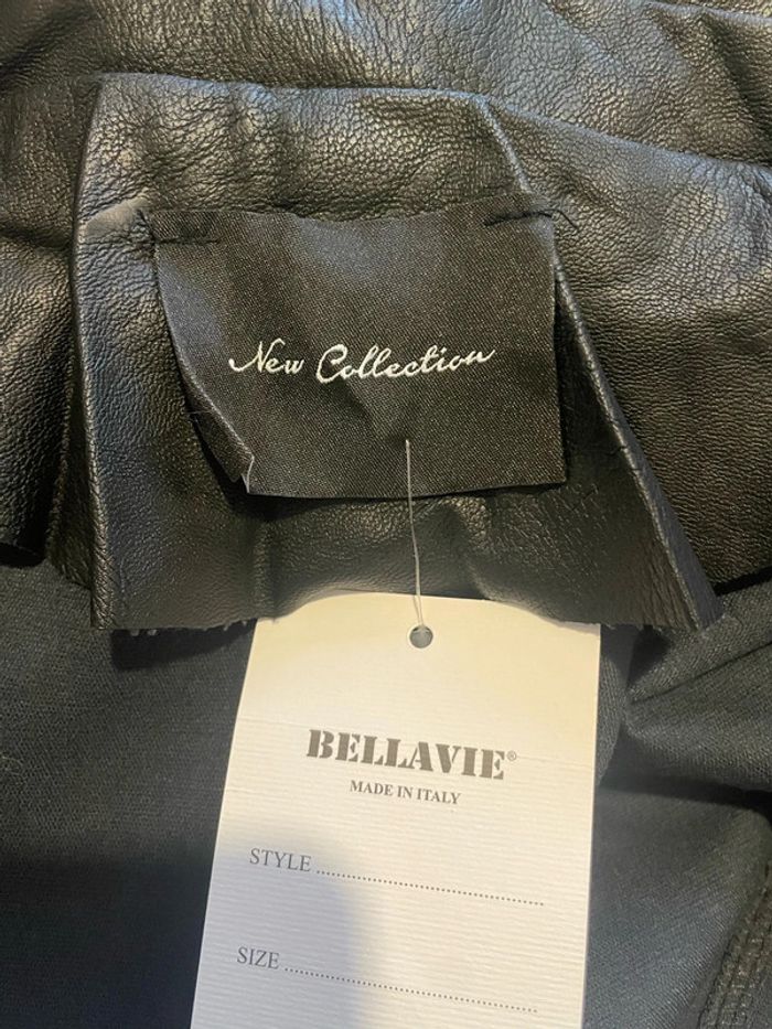 Veste blazer à manches longues noir en similicuir neuf Bellavie taille S - photo numéro 7