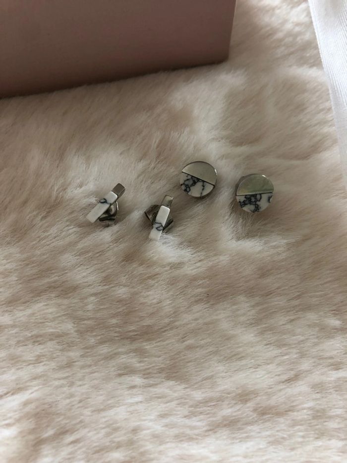 Boucles d’oreilles Victoria - Duo acier rondes et barres - photo numéro 2