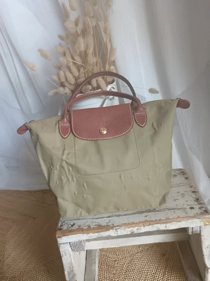Longchamp | le Pliage kaki et cuir marron | t. S - photo numéro 2