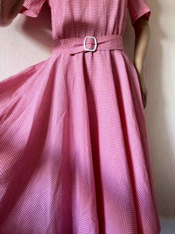 🍓Robe Vintage authentique années 70/80 vichy rose Cottagecore Romantique Retro summer Gingham Dress🍓 - photo numéro 10