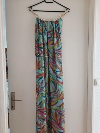 Robe longue d'été feuilles multicolores