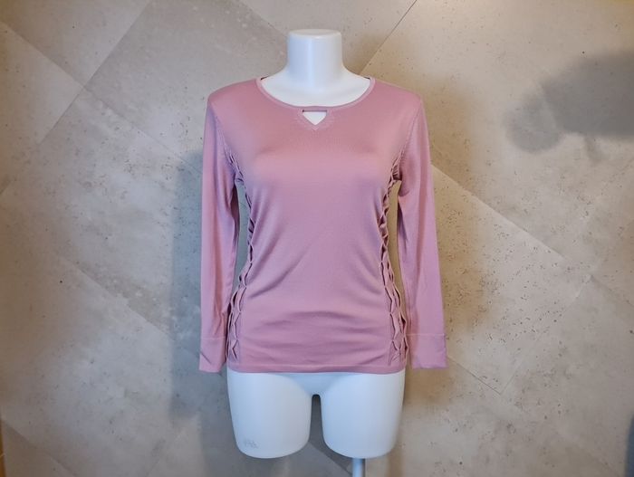 top mauve manches 3-4 Taille 2 Christine Laure Neuf