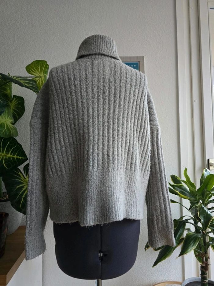 Pull gris chiné col roulé côtelé - Superdry - taille 40 - L - photo numéro 4