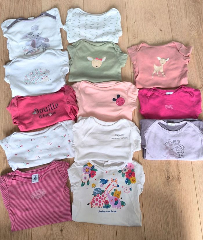 Lot de 10 bodies manches longues fille + 3 offerts : FPC / Absorba / DPAM etc - 24 mois 86 cm