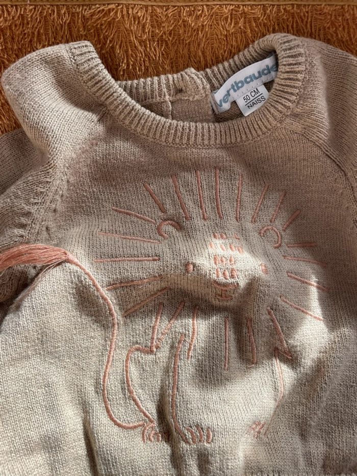 Pull manche longue beige naissance - photo numéro 2