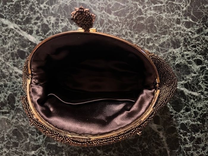 Petit sac  bronzé / marron en perles De Beynal années 1960/1970 - photo numéro 4