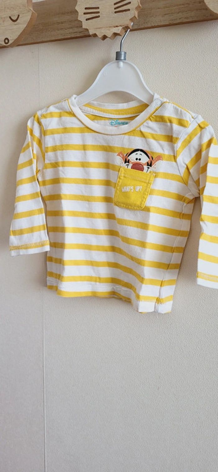 Maillot longues manches Disney tigrou jaune blanc 6 mois