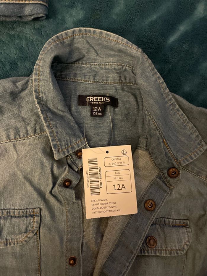 Chemise neuve creeks 12 ans en jeans - photo numéro 2