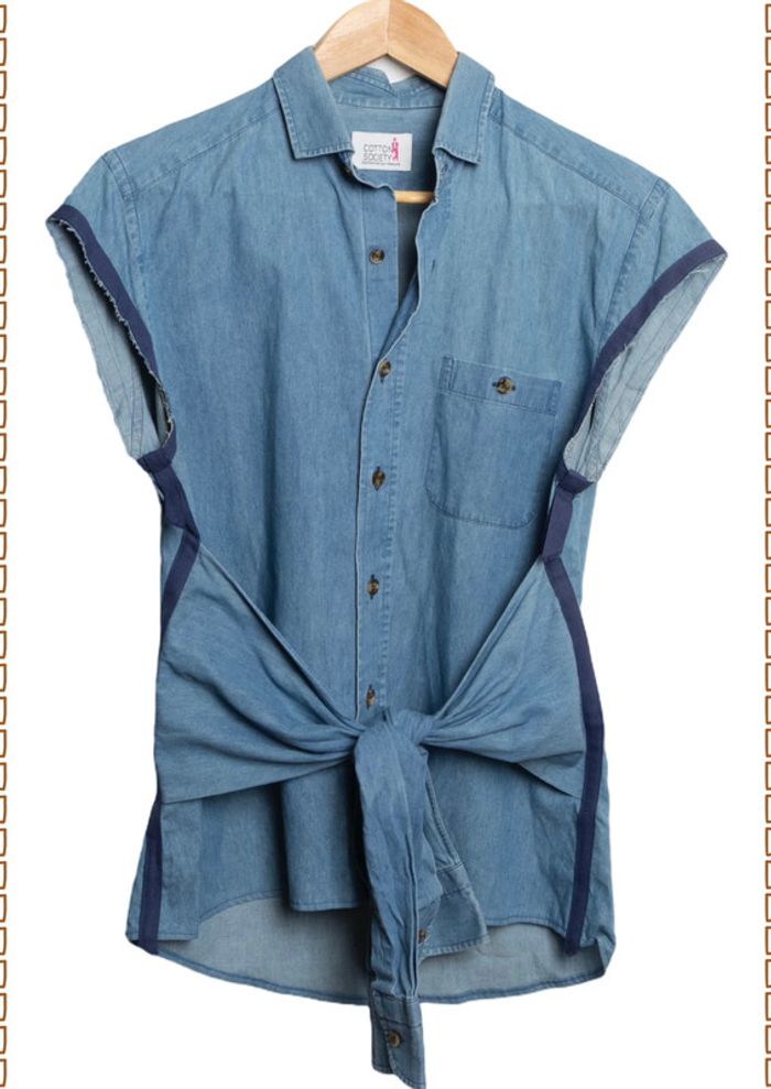 Chemise sans manches en denim upcycler Coton Society X Tilli Paris – Taille S