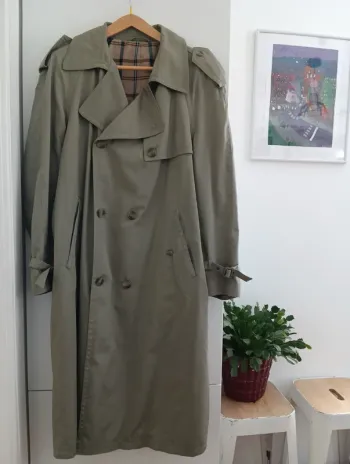 Trench ceinturé kaki vintage mixte