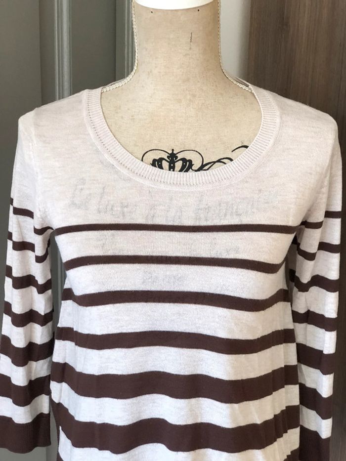 Blouse été taille 36 beige et marron impeccable - photo numéro 2