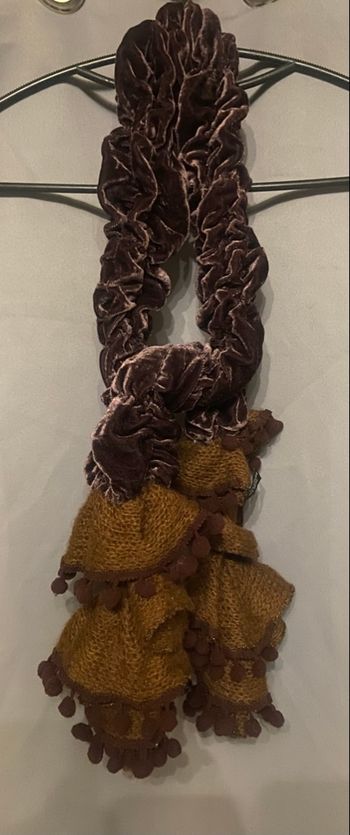 Écharpe velours et laine marron