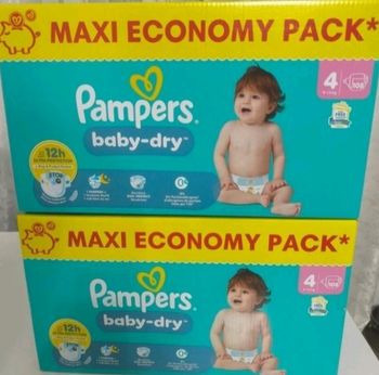 Lot de 2 carton de couches Pampers baby dry taille 4