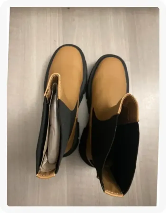 Bottines à plateforme beige et noires Mango - photo numéro 2