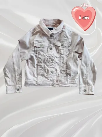 Veste jean rose pâle fille 6 ans