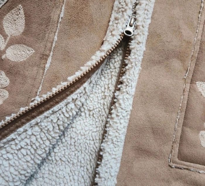 Manteau Kiabi effet peau lainée camel – Taille 42 – Chaud & doublé - photo numéro 5