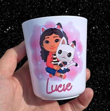 Gobelet pour l'école personnalisé gabby chat