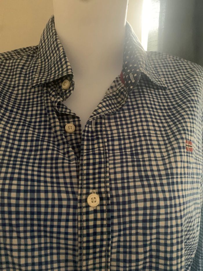Chemise Napapijri vichy bleu et blanc taille L slim fit - photo numéro 6