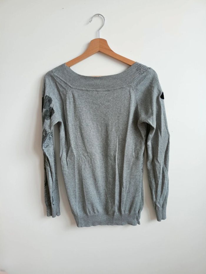 Pull fin gris Desigual M - photo numéro 5