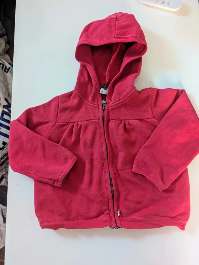 Gilet sweat rouge Petit Bateau 4 ans coton molleton