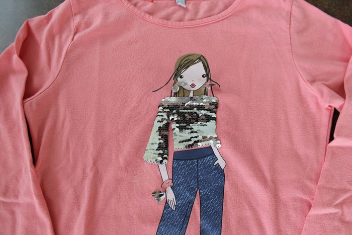 T-shirt sequins manches longues fille 12 ans - photo numéro 2