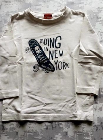 Pull fin manches longues garçon Tape à l’œil 3 ans – blanc à motifs skate – TBE