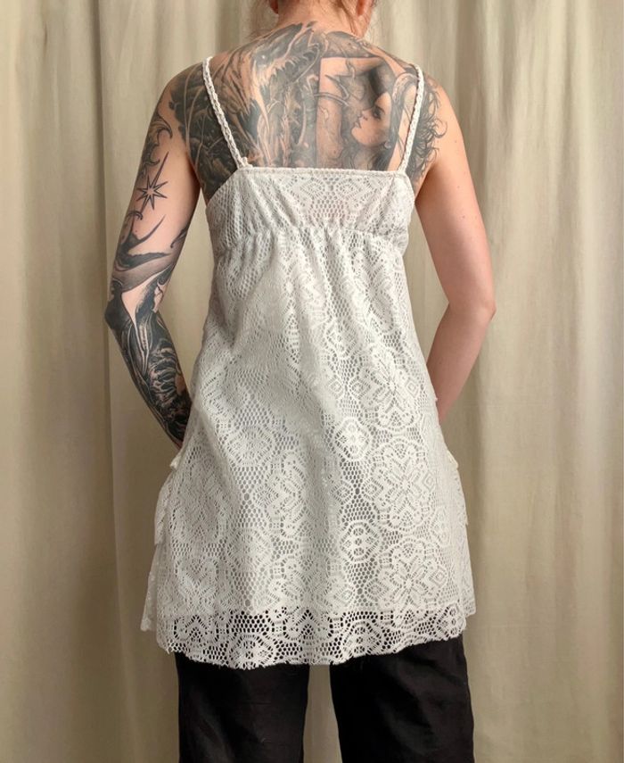 Débardeur long dentelle crochet vintage Boho Summer Ibiza - Taille S - photo numéro 4