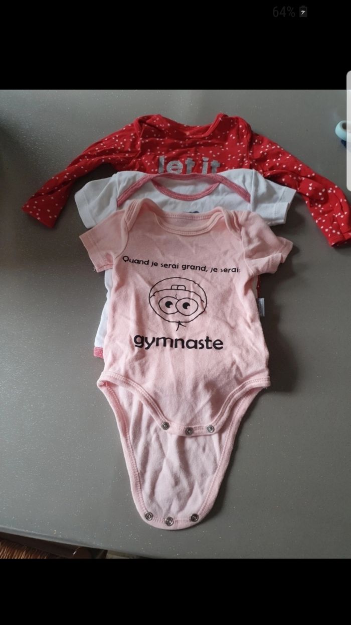 Lot de 3 bodies bébé fille - photo numéro 1