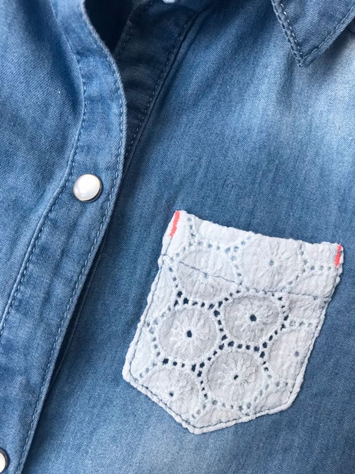 Chemise en jean fille Vertbaudet 6 ans - photo numéro 2