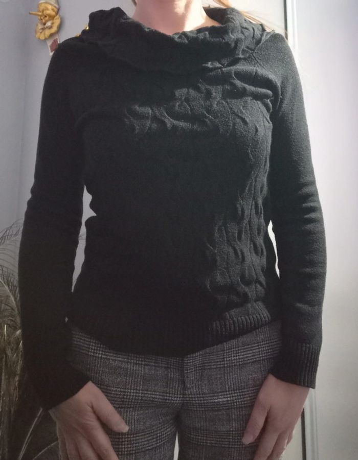 Pull noir col châle S