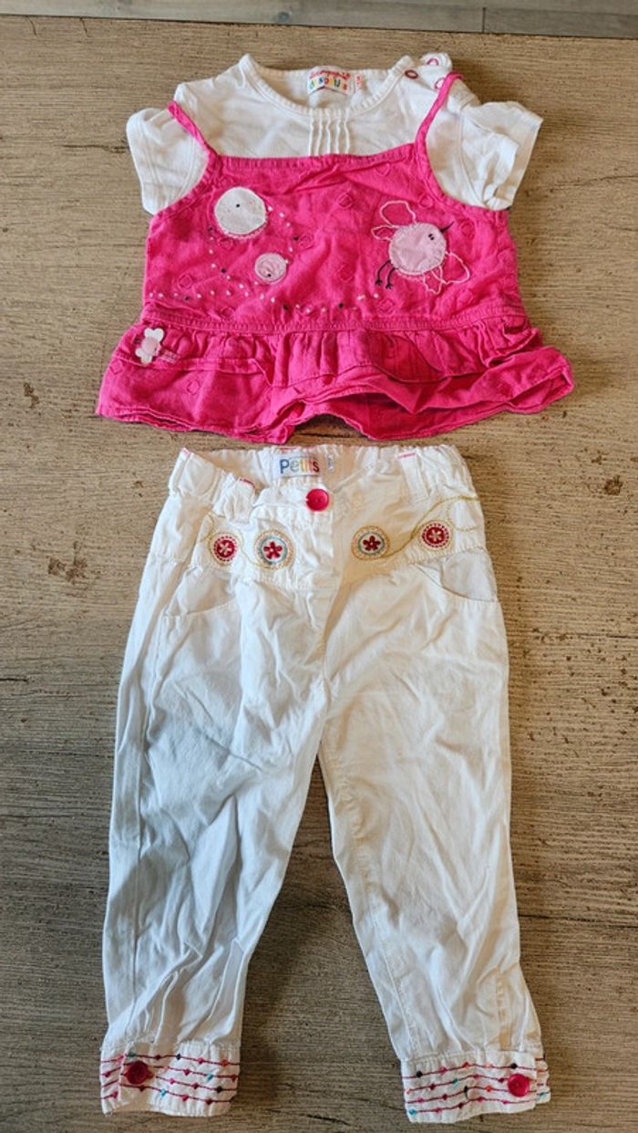 Ensemble blanc et fushia pour fille, La Compagnie des Petits, 18 mois, nickel - photo numéro 4