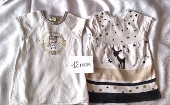 Lot de 2 robes manches courtes 12 mois