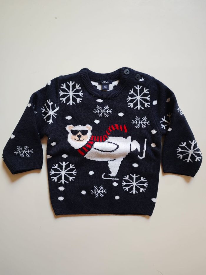 Pull de Noël Bleu foncé Ours polaire Kiabi 3 mois - photo numéro 3