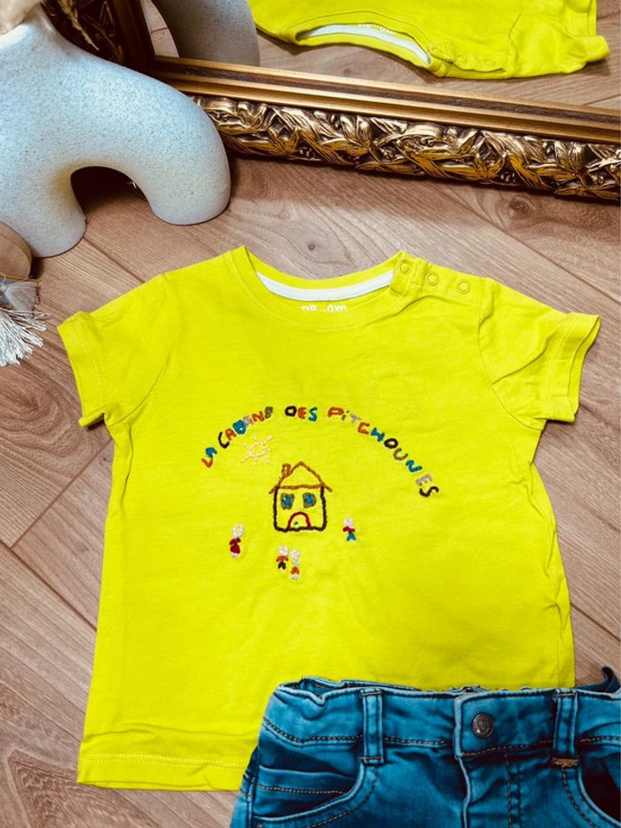 Taille 18 mois ensemble 2p garçon DPAM Orchestra vert fluo bleu jean * cabane * 💙 - photo numéro 2