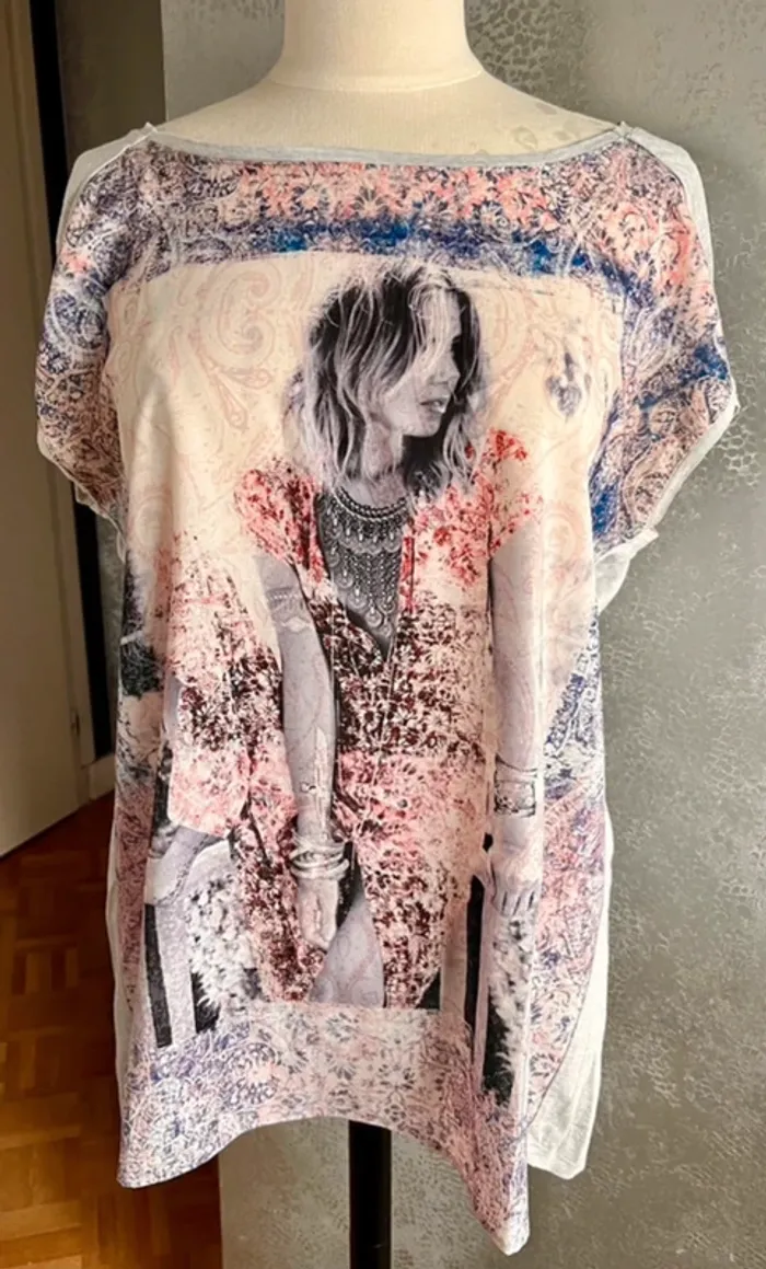 Tee-shirt long camaïeu