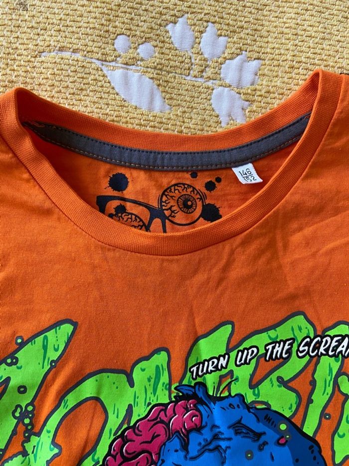 Tee-shirts here&there orange manches longues, col rond, taille 12 ans neuf - photo numéro 4