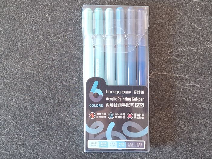 Boîte de 6 Stylos Gel Languo pour Coloriage – Sel de Mer Bleu