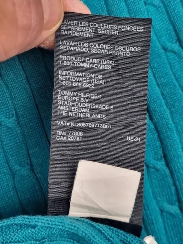 Pull torsadé col V Tommy Hilfiger bleu turquoise, XL Femmes - photo numéro 8