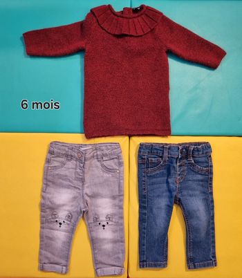 Lot  jeans + pull tunique robe 6 mois