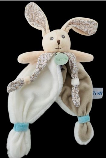 ❤️B4637 Doudou Plat Lapin POUPI - Nature - BABY'NAT Babynat Beige Blanc