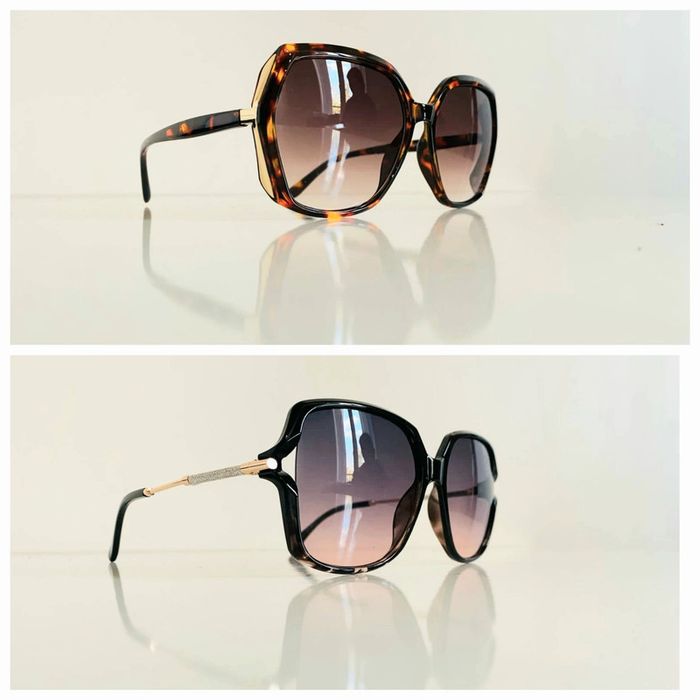 Lot de deux lunettes de soleil femme marron et noir me léopard uvprotection cat 2 et 3