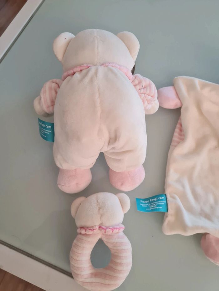 Coffret naissance hochet doudou peluche poupe poupi 3 pièce - photo numéro 8