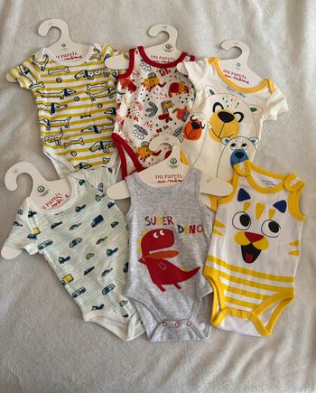 Lot de 6 bodies bébé garçon 1 mois – Neufs Du Pareil au Même