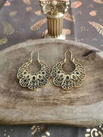Boucles d'oreilles style bohème vintage doré