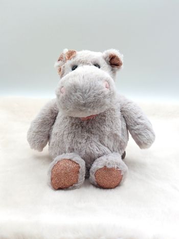Peluche doudou hippopotame hippo girl gris rose paillettes Histoire d’Ours HO2628